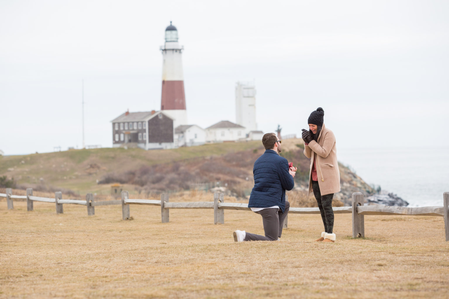 Long Island family photographers capture man proposing at Montauk State Park 