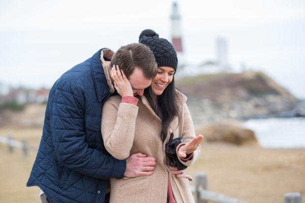 Couple gets engaged in Montauk Lighthouse, photographed by Hampton's photographer